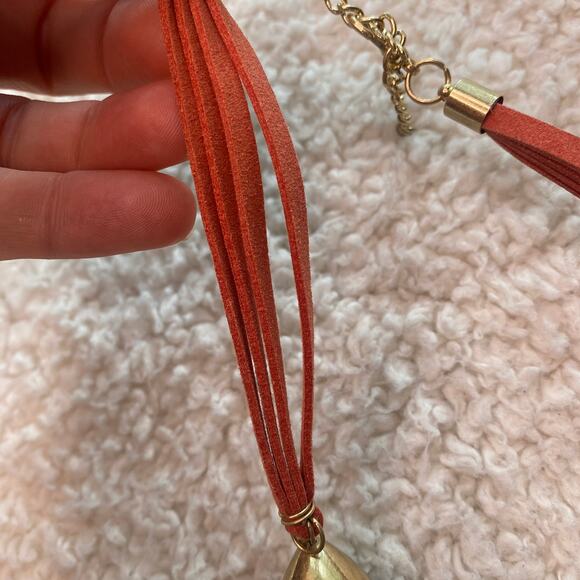 Orange and Gold Rope Fashion Necklace - Picture 5 of 10